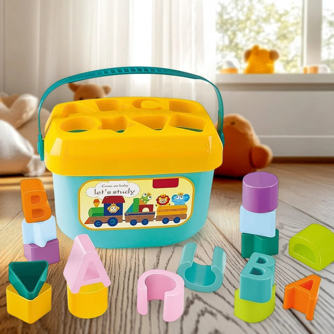 Baby Shape Sorter Toy – Geometric Stacking Blocks