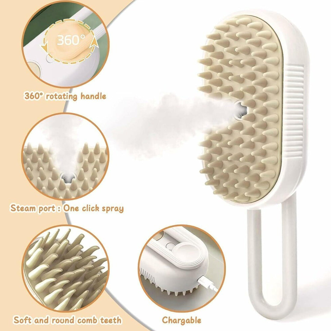 Electric Pet Steam Brush – Hair Removal & Massage