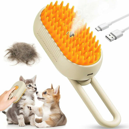 Electric Pet Steam Brush – Hair Removal & Massage
