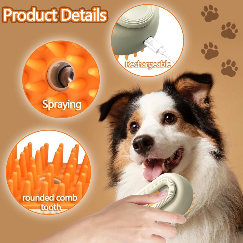 Electric Pet Steam Brush – Hair Removal & Massage