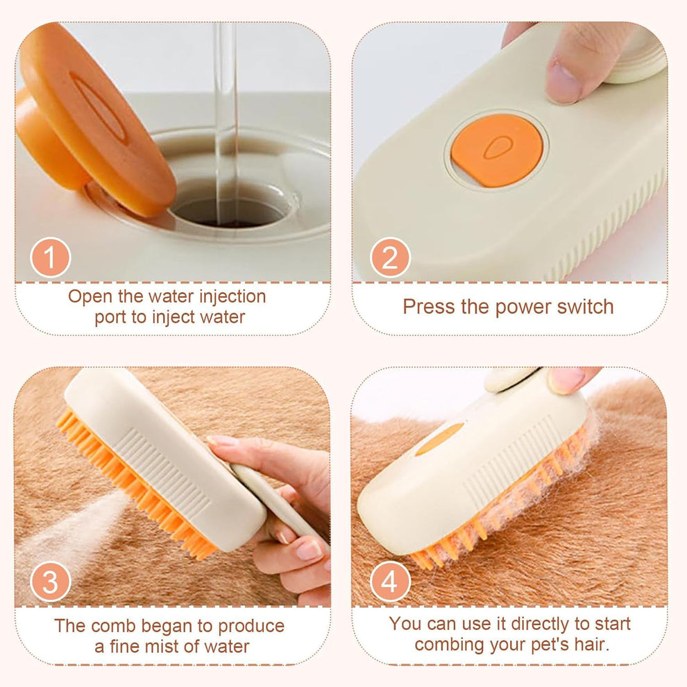 Electric Pet Steam Brush – Hair Removal & Massage
