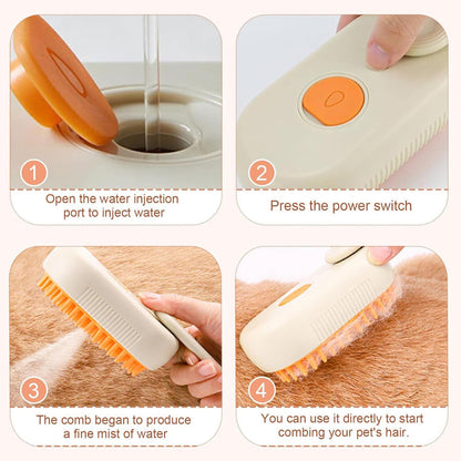 Electric Pet Steam Brush – Hair Removal & Massage