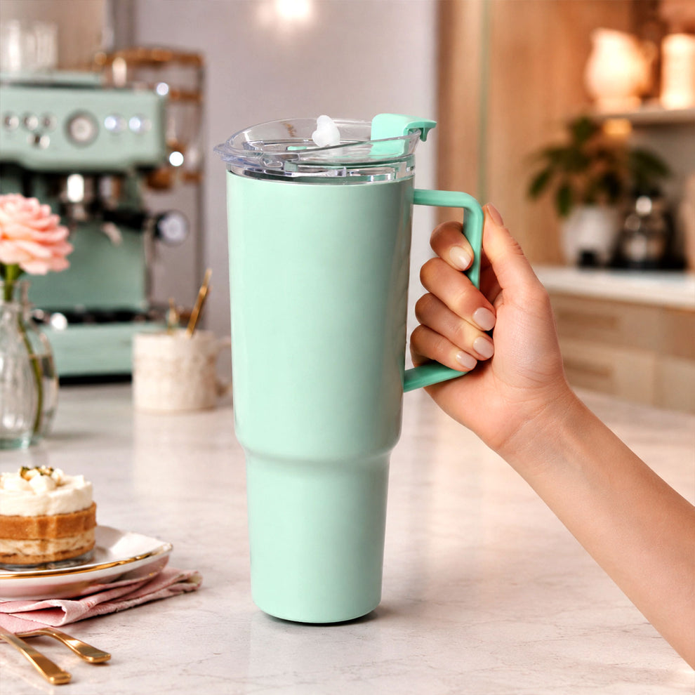 Travel Tumbler 1800 ML with Handle and Straw Lid for Gym and Office (1 Pc)